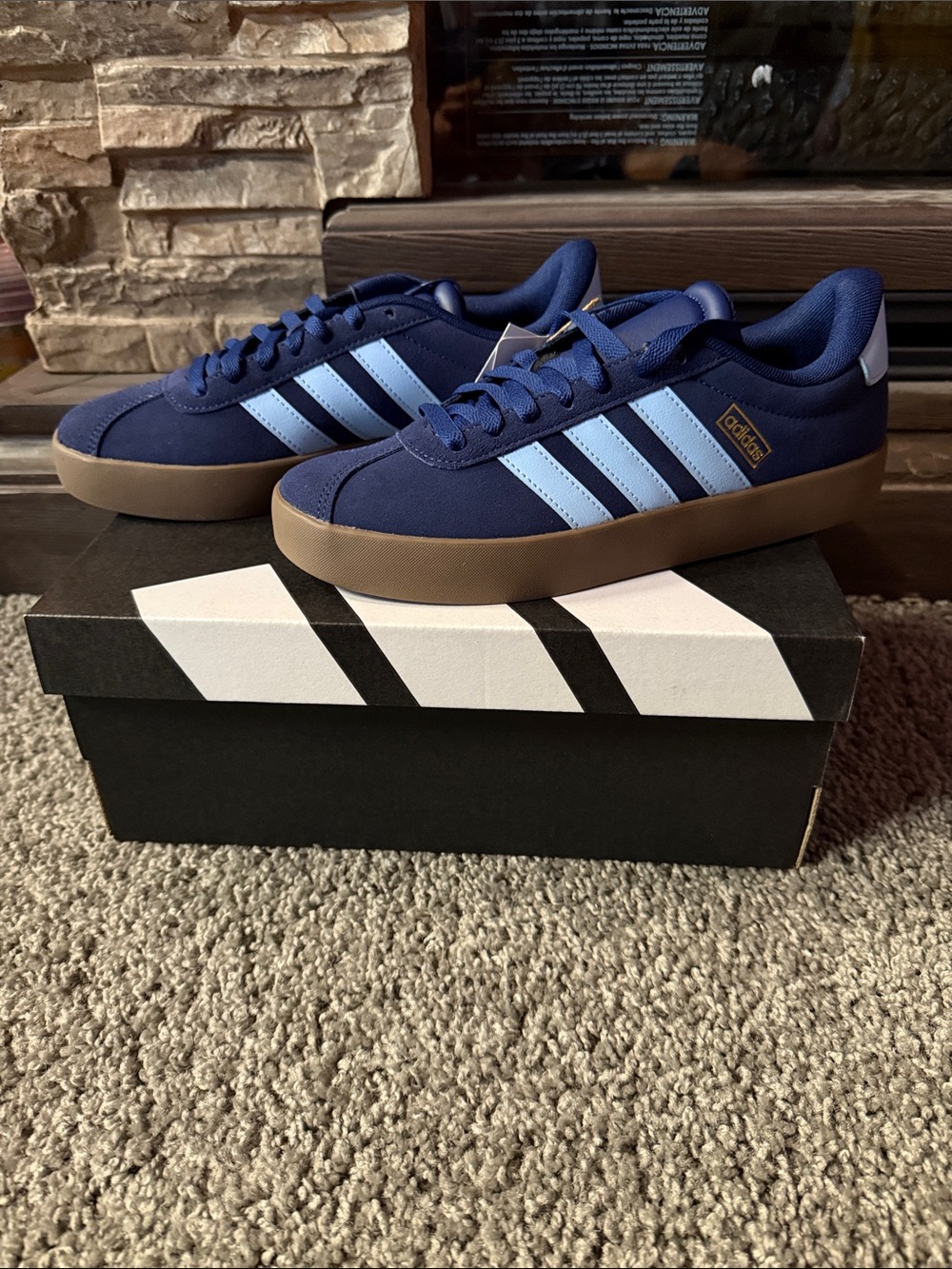 adidas Men’s Navy & Light Blue Canvas Sneakers with Gum Sole